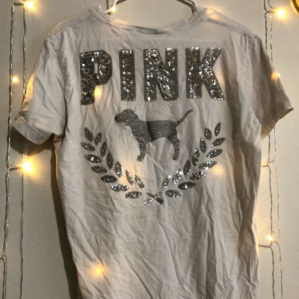 Classic white sparkly t-shirt (Pink)